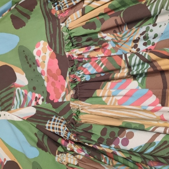Anthropologie VTG Fei Harlequin Carnival Floral Flounce Midi Multicolor Skirt 4 - Picture 4 of 6